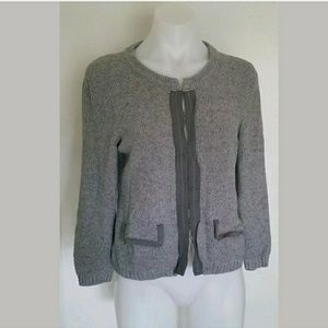 Banana Republic Fitted Cardigan Sweater Gray Sz M